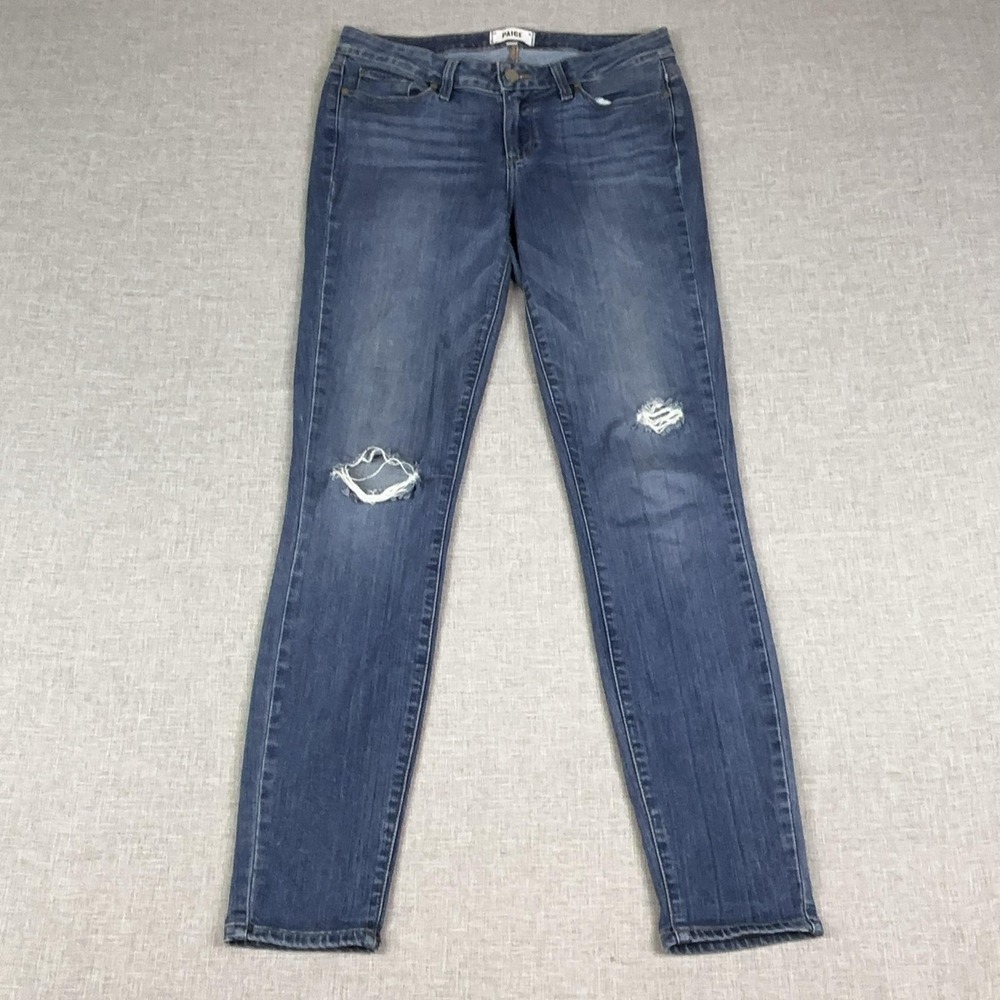 Paige Verdugo Ankle Jeans Womens 29 Blue Skinny Distressed Stretch Denim